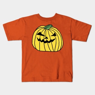 Big Yellow Halloween Horror Pumpkin Kids T-Shirt